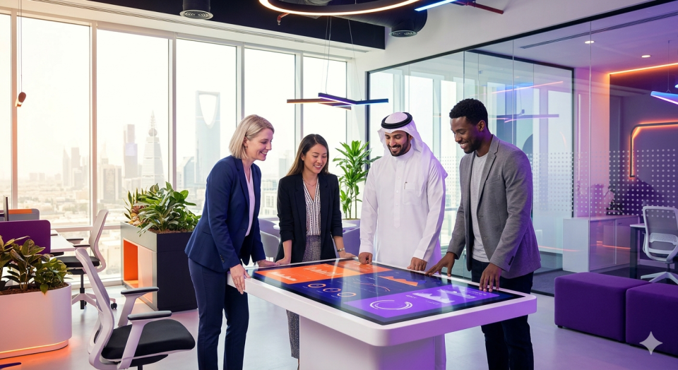 Professional team working on Saudi business formation documents